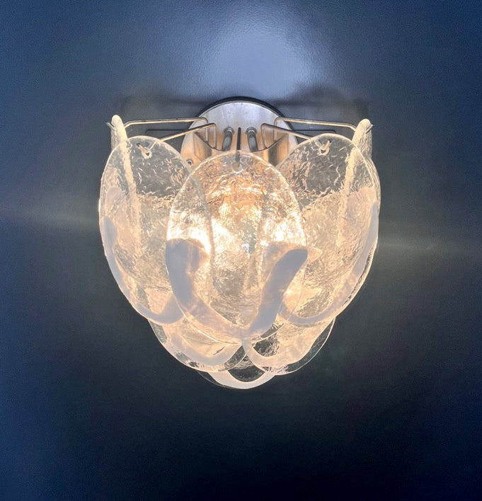 Murano Vegglampe – 10 Klare Konglebladglass – 2 stk – detalj 4 – Murano Classics