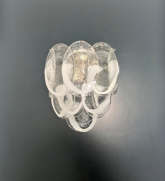 Murano Vegglampe | 10 Klare Konglebladglass | 1 par