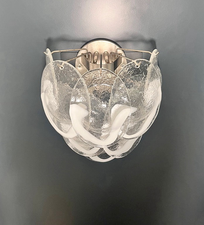 Murano Vegglampe – 10 Klare Konglebladglass – 2 stk – detalj 2 – Murano Classics