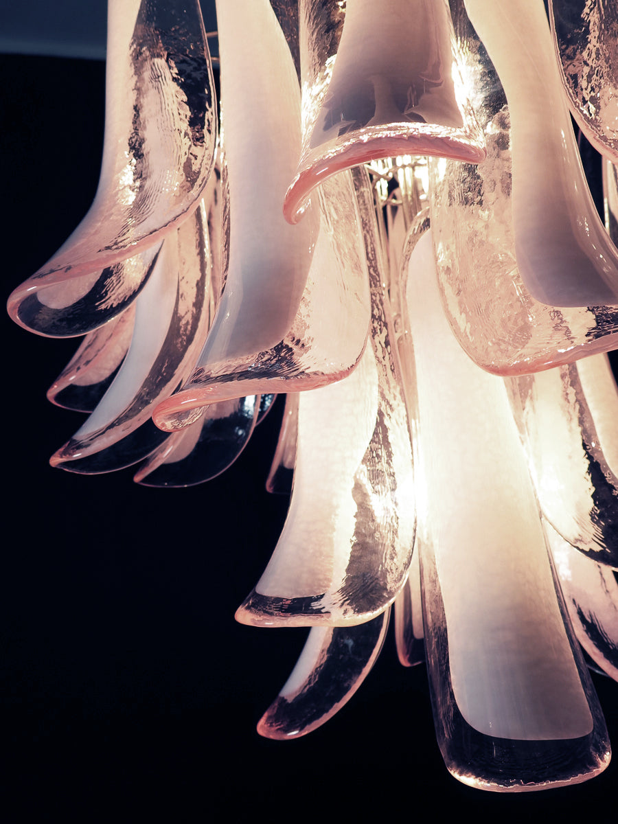 Murano Lysekrone – 26 Rosa Konglebladglass – detalj 5 – Murano Classics