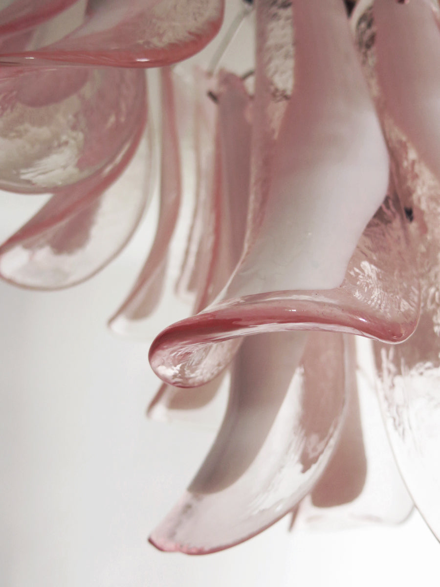 Murano Lysekrone – 26 Rosa Konglebladglass – detalj 2 – Murano Classics