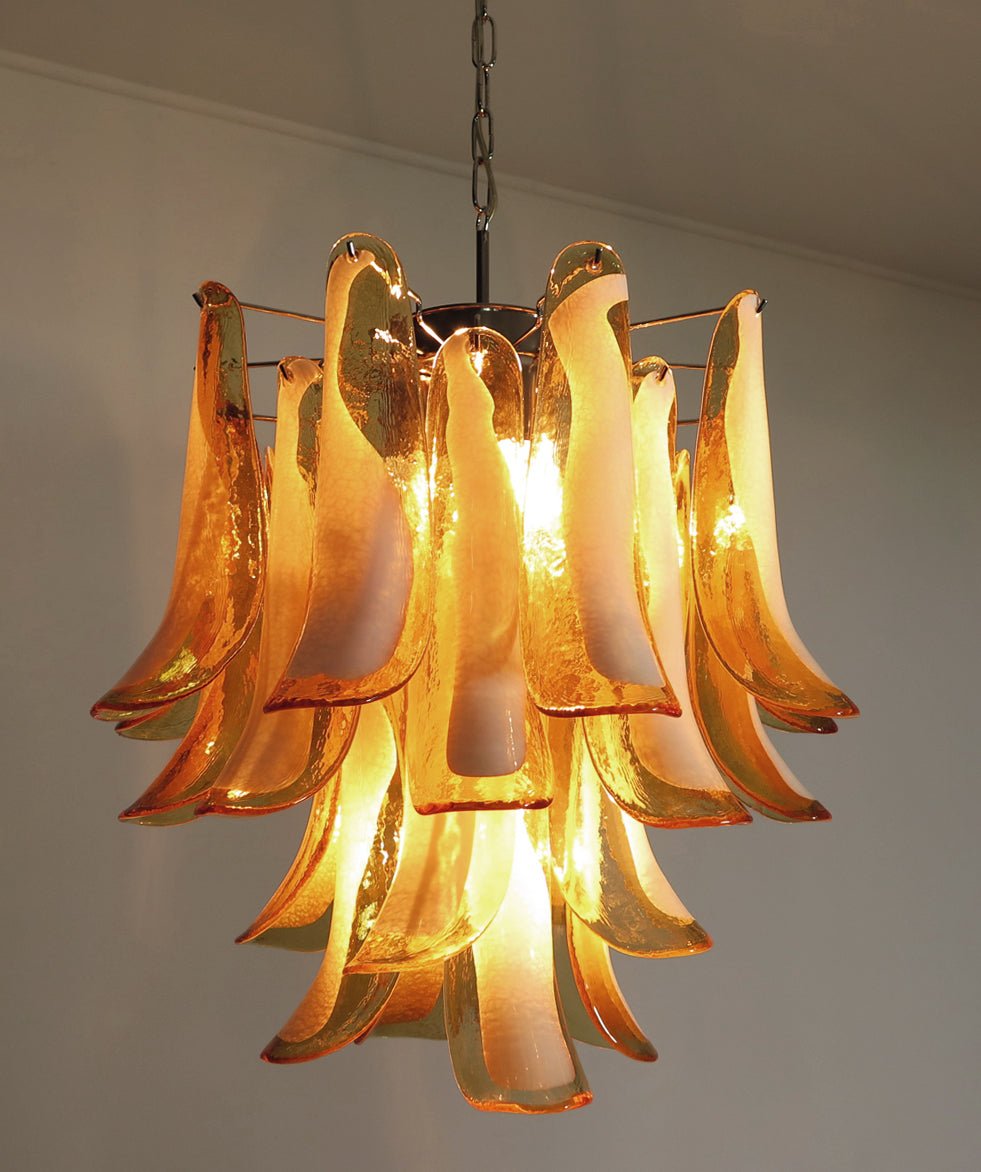 Murano Lysekrone – 26 Gule Konglebladglass – detalj 6 – Murano Classics