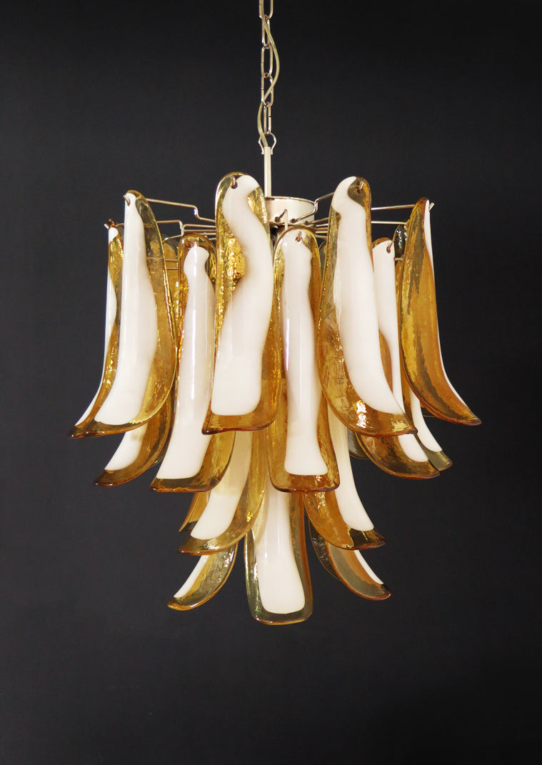 Murano Lysekrone – 26 Gule Konglebladglass – detalj 5 – Murano Classics