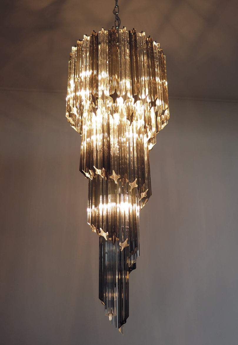 Murano Lysekrone – 86 Klare og Røykfargede Prismeglass – detalj 8 – Murano Classics