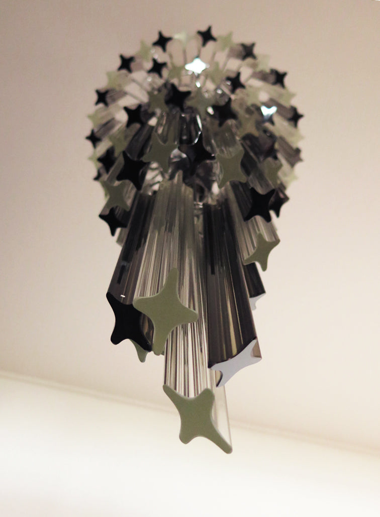 Murano Lysekrone – 86 Klare og Røykfargede Prismeglass – detalj 5 – Murano Classics