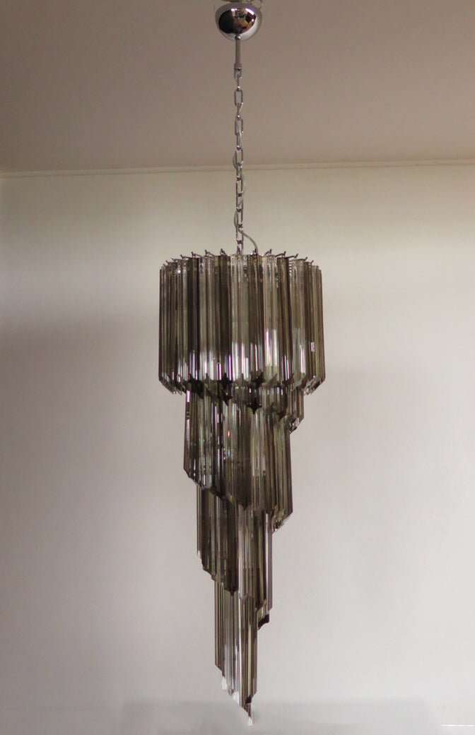 Murano Lysekrone – 86 Klare og Røykfargede Prismeglass – Murano Classics
