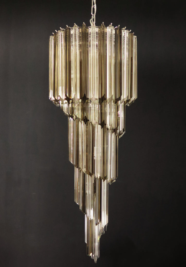 Murano Lysekrone – 86 Klare og Røykfargede Prismeglass – detalj 10 – Murano Classics