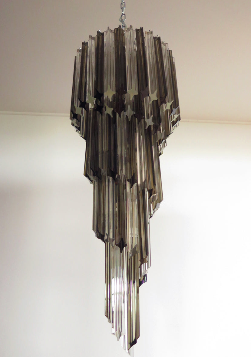 Murano Lysekrone – 86 Klare og Røykfargede Prismeglass – detalj 2 – Murano Classics