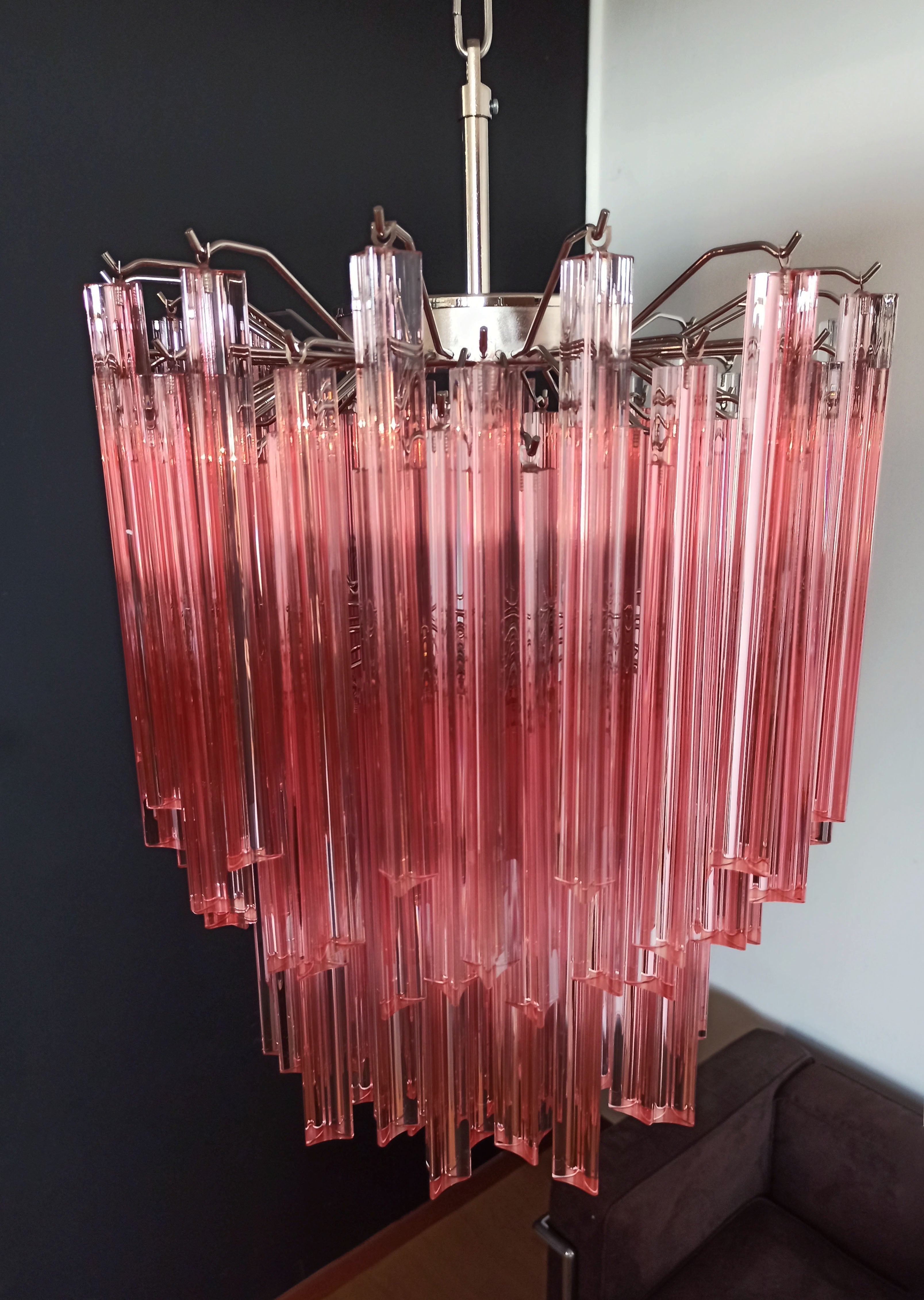 Murano Lysekrone – 107 Rosa Prismeglass – detalj 2 – Murano Classics