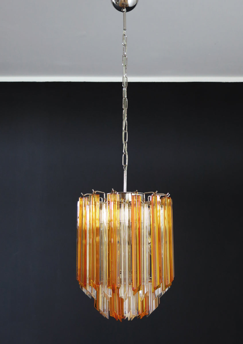 Murano Lysekrone – 47 Klare og Gule Prismeglass – Murano Classics
