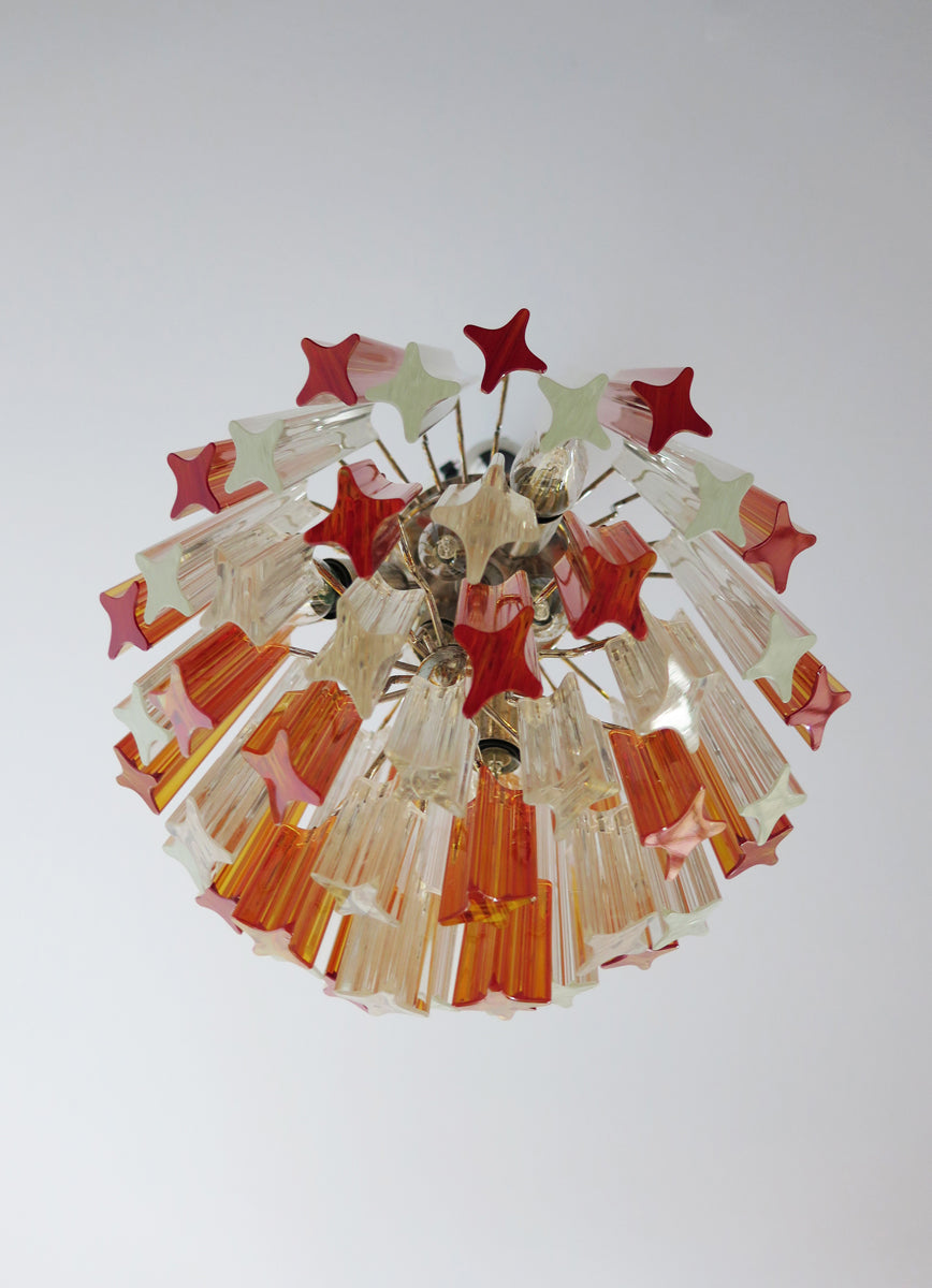 Murano Lysekrone – 47 Klare og Gule Prismeglass – detalj 2 – Murano Classics