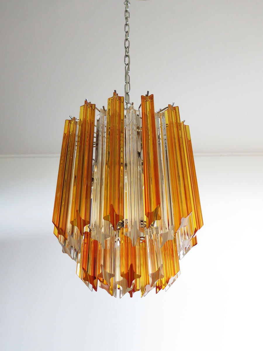 Murano Lysekrone – 47 Klare og Gule Prismeglass – detalj 4 – Murano Classics