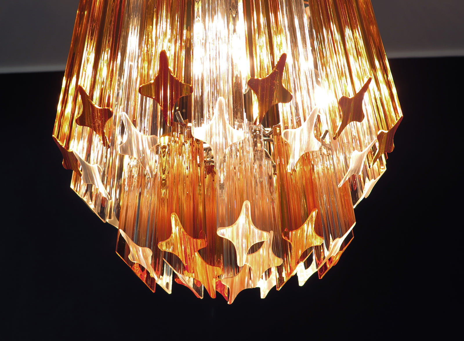 Murano Lysekrone – 47 Klare og Gule Prismeglass – detalj 6 – Murano Classics