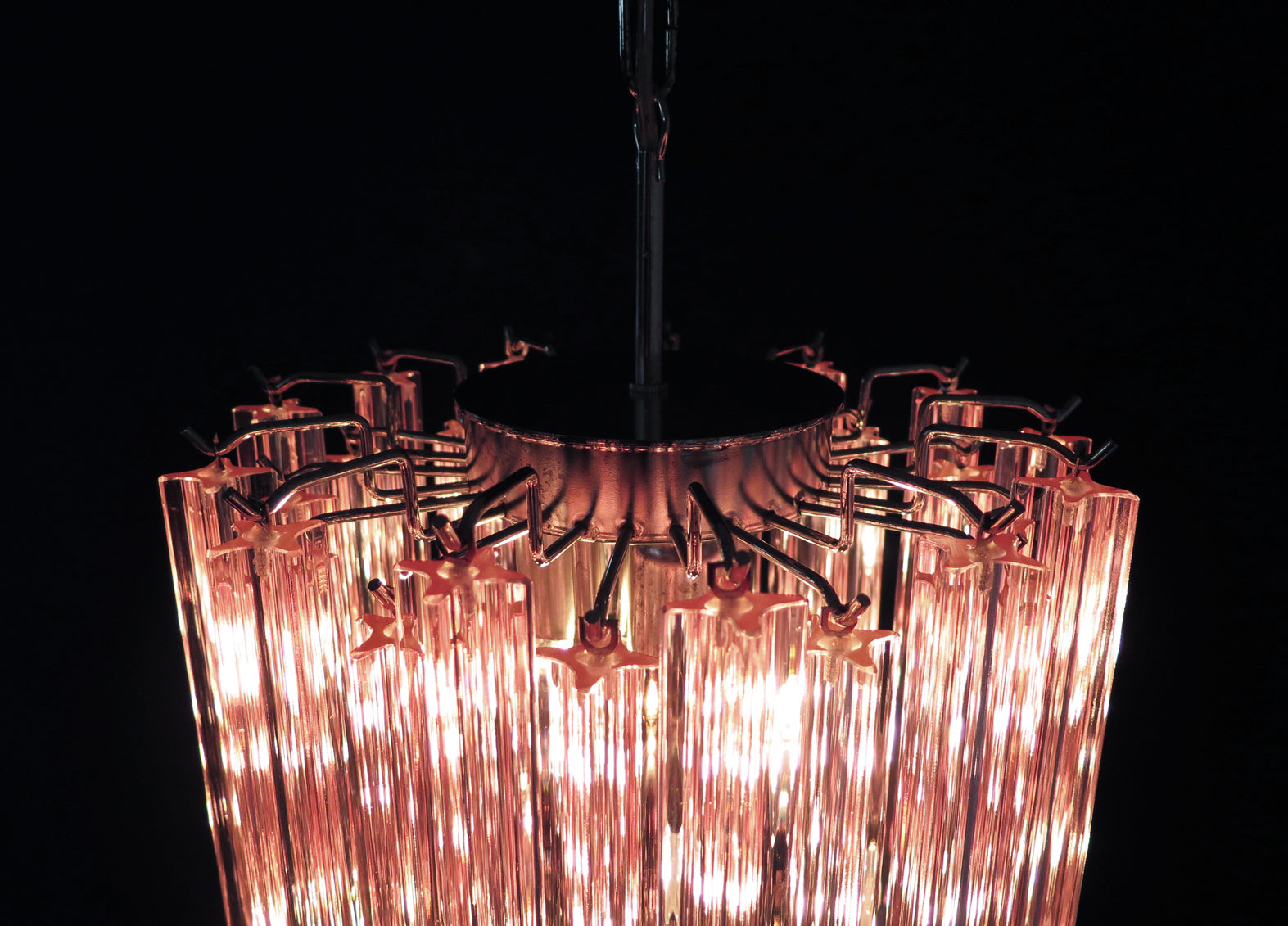 Murano Lysekrone – 46 Rosa Prismeglass – detalj 3 – Murano Classics