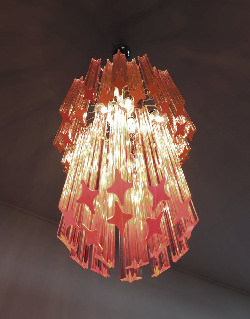 Murano Lysekrone – 46 Rosa Prismeglass – detalj 4 – Murano Classics