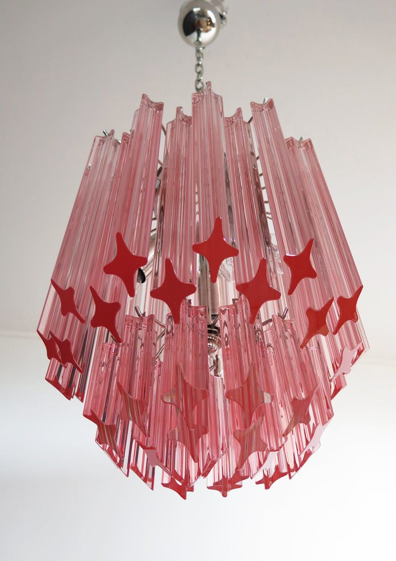 Murano Lysekrone – 47 Rosa Prismeglass – detalj 3 – Murano Classics