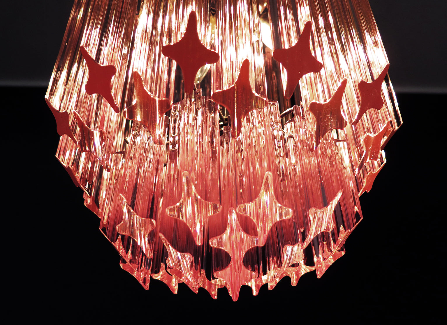 Murano Lysekrone – 47 Rosa Prismeglass – detalj 5 – Murano Classics