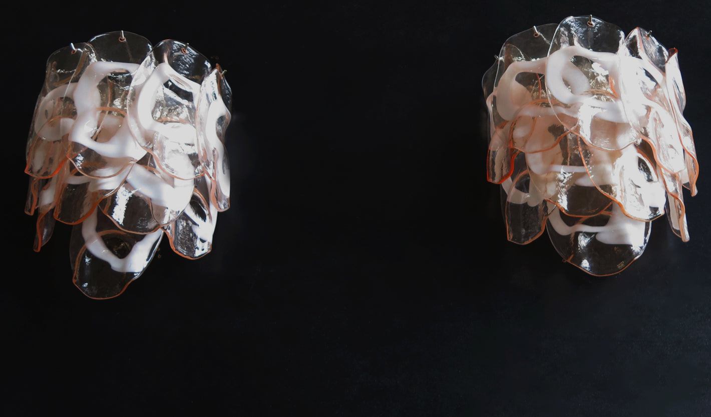 Murano Vegglampe – 10 Rosa Crostoliglass – 2 stk – detalj 5 – Murano Classics