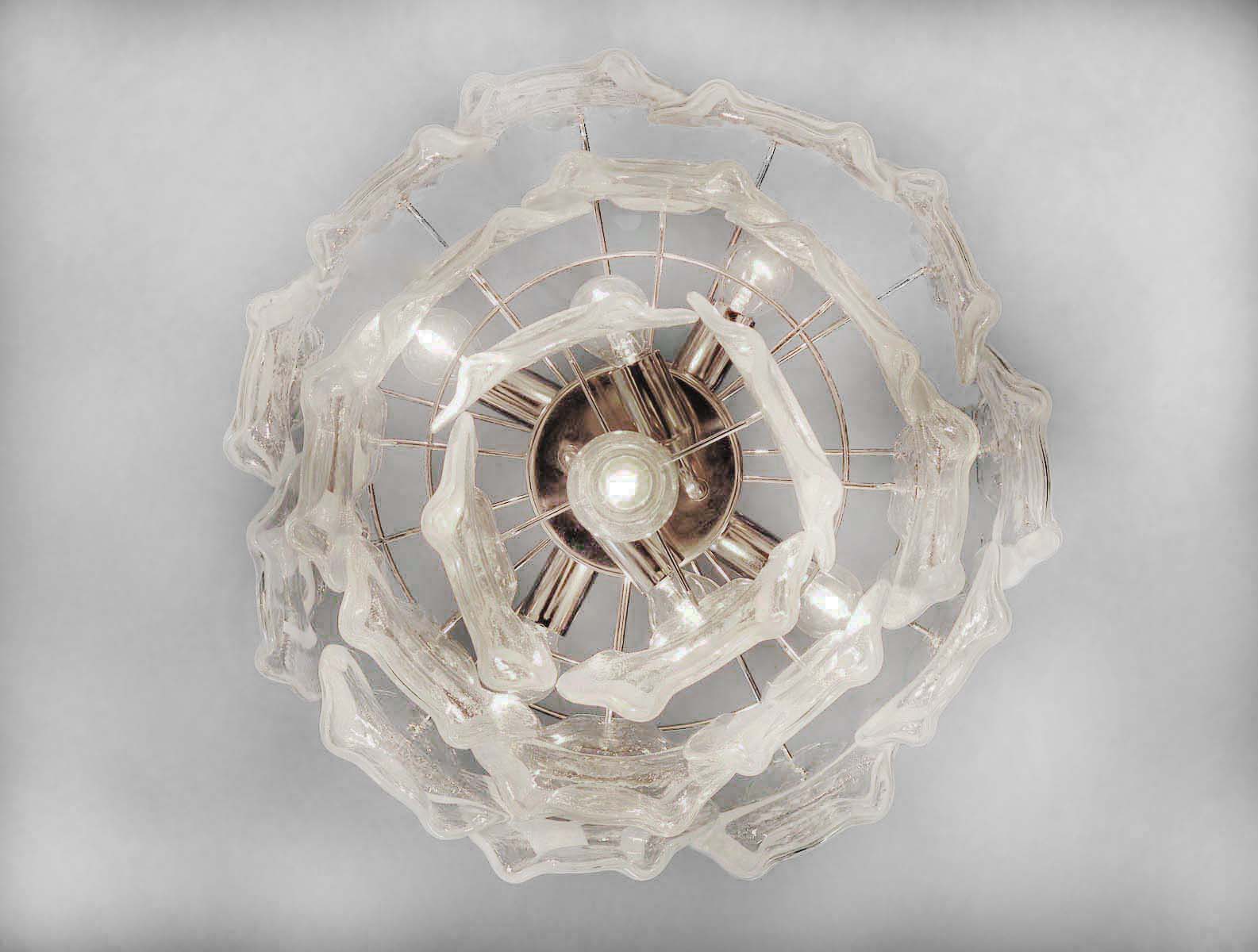 Murano Lysekrone | 23 Klare Hvite Crostoliglass