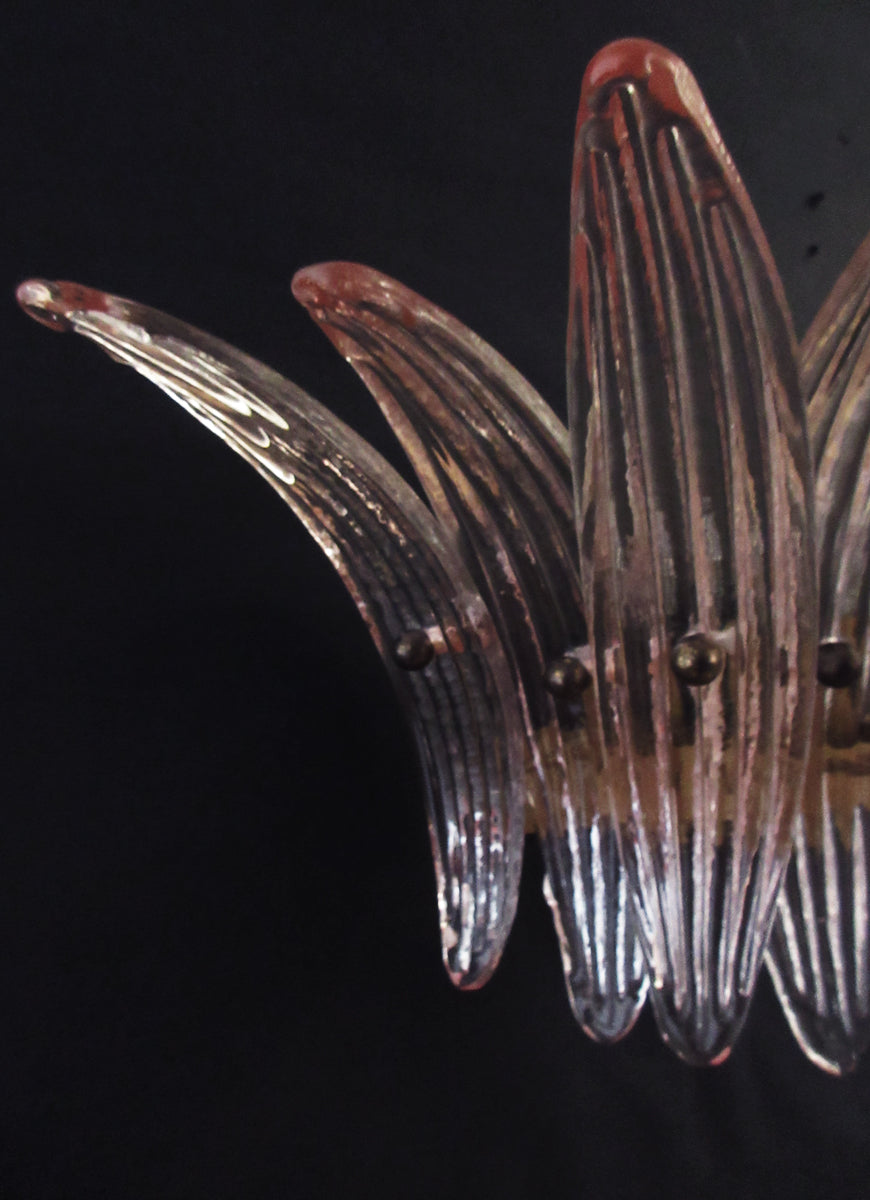 Murano Vegglampe – 9 Rosa Palmeglass – 2 stk – detalj 4 – Murano Classics