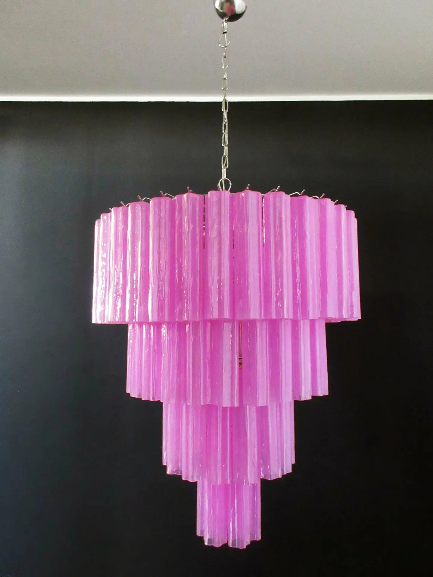 Murano Lysekrone | 78 Rosa Glassrør