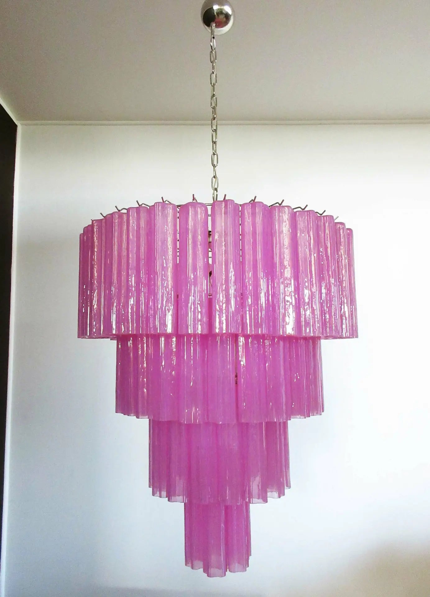 Murano Lysekrone – 78 Rosa Glassrør – detalj 7 – Murano Classics