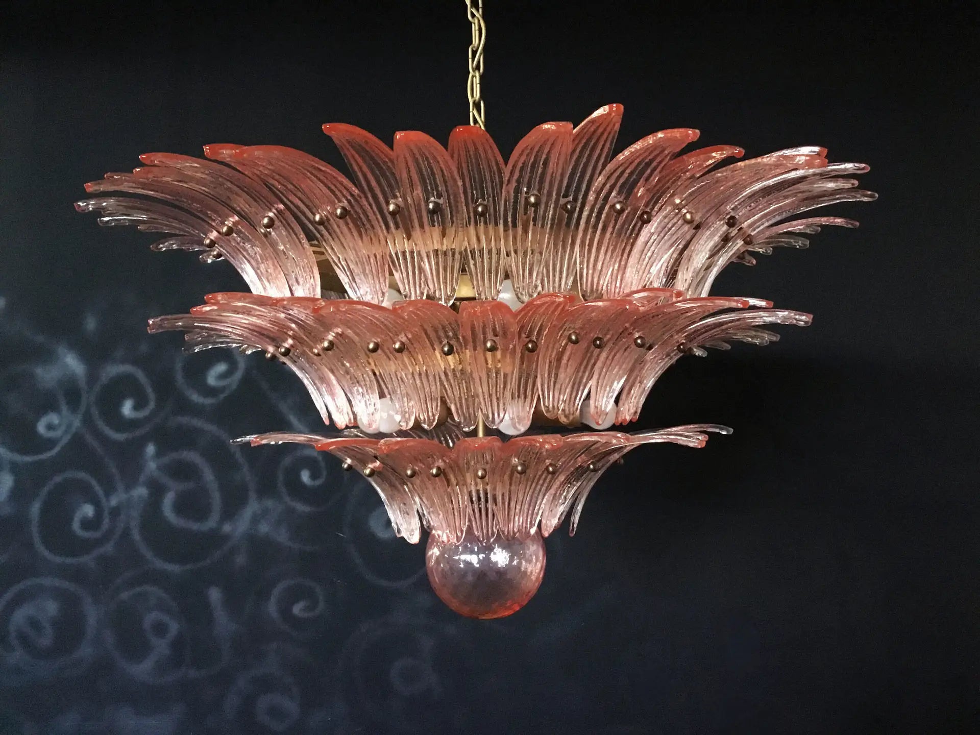Murano Lysekrone – 104 Rosa Palmeglass – detalj 2 – Murano Classics