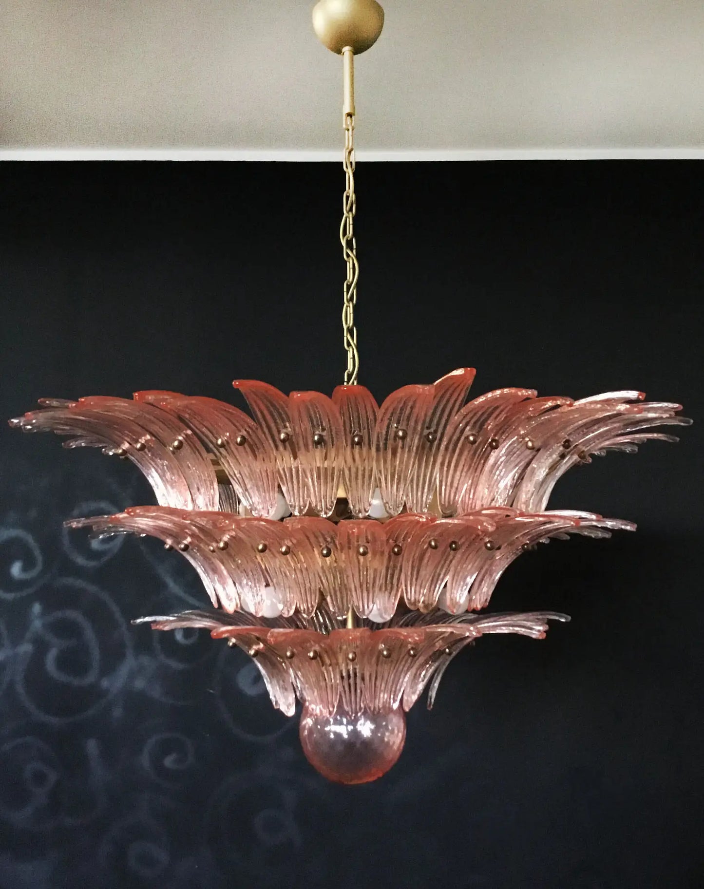 Murano Lysekrone | 104 Rosa Palmeglass