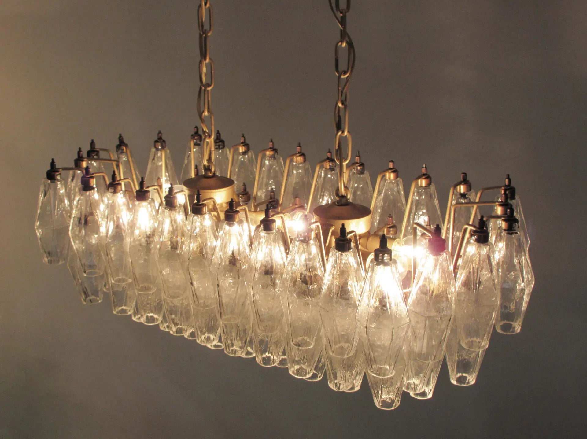 Murano Lysekrone – 84 Klare Poliedriglass – detalj 6 – Murano Classics