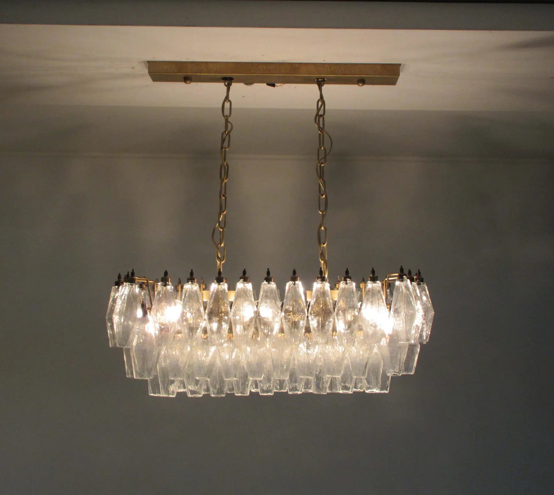 Murano Lysekrone – 84 Klare Poliedriglass – detalj 4 – Murano Classics