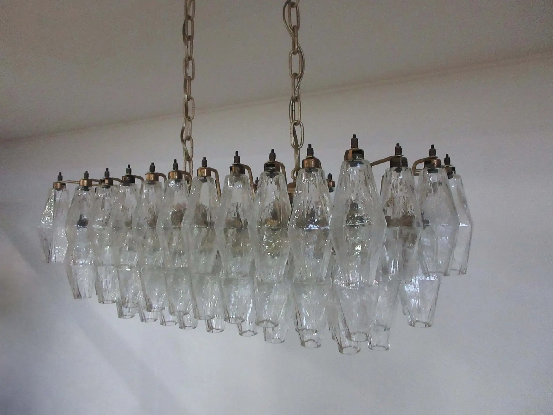 Murano Lysekrone – 84 Klare Poliedriglass – detalj 5 – Murano Classics