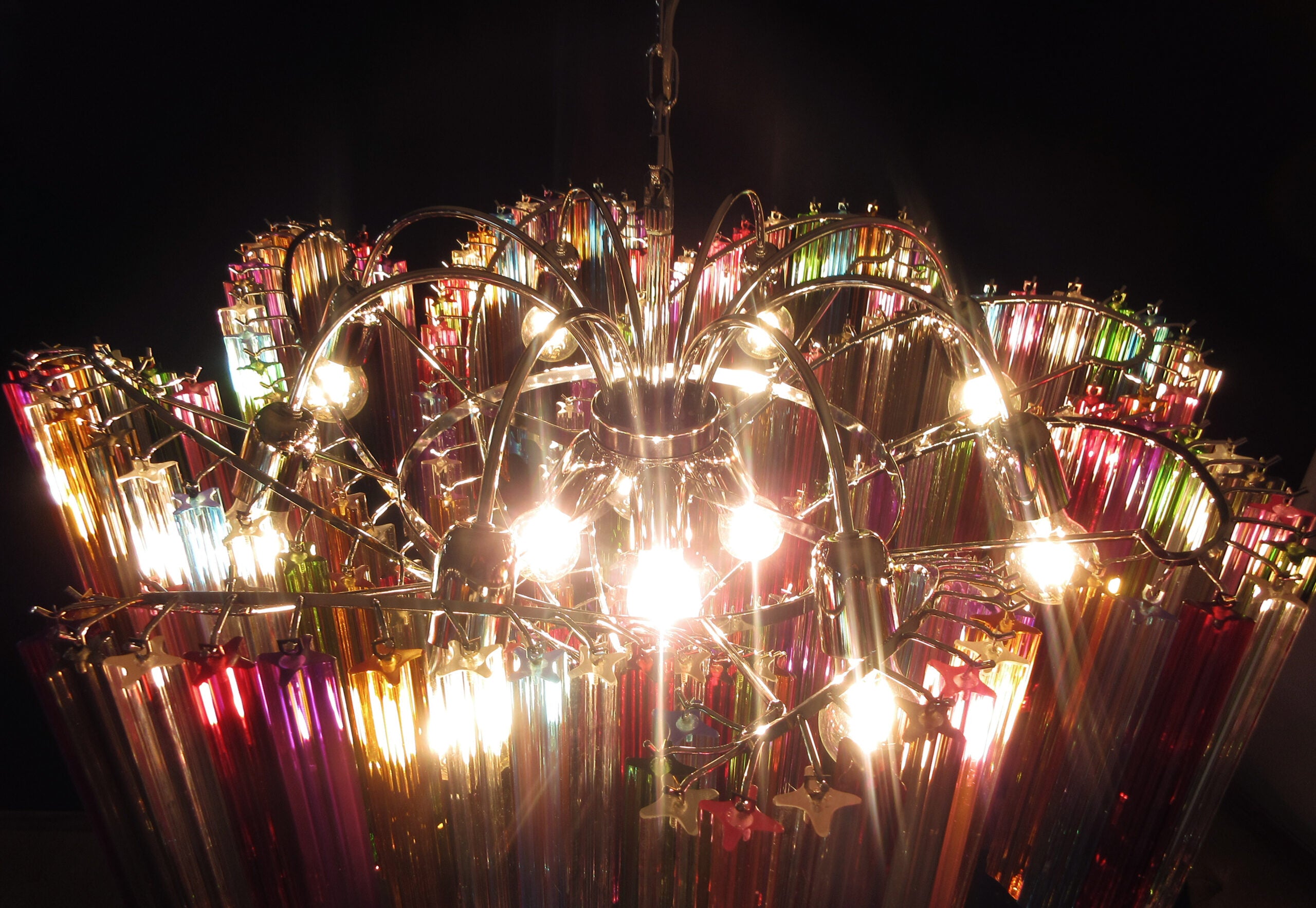 Murano Lysekrone – 200 Multifargede Prismeglass – detalj 5 – Murano Classics