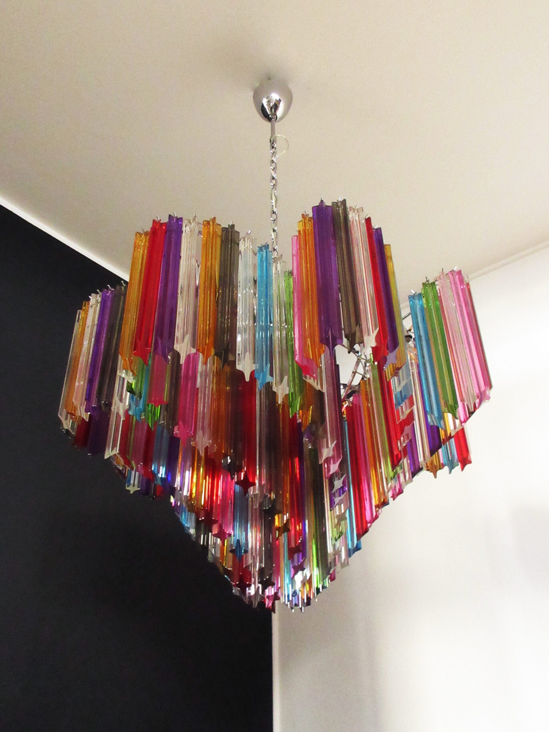 Murano Lysekrone – 200 Multifargede Prismeglass – detalj 11 – Murano Classics