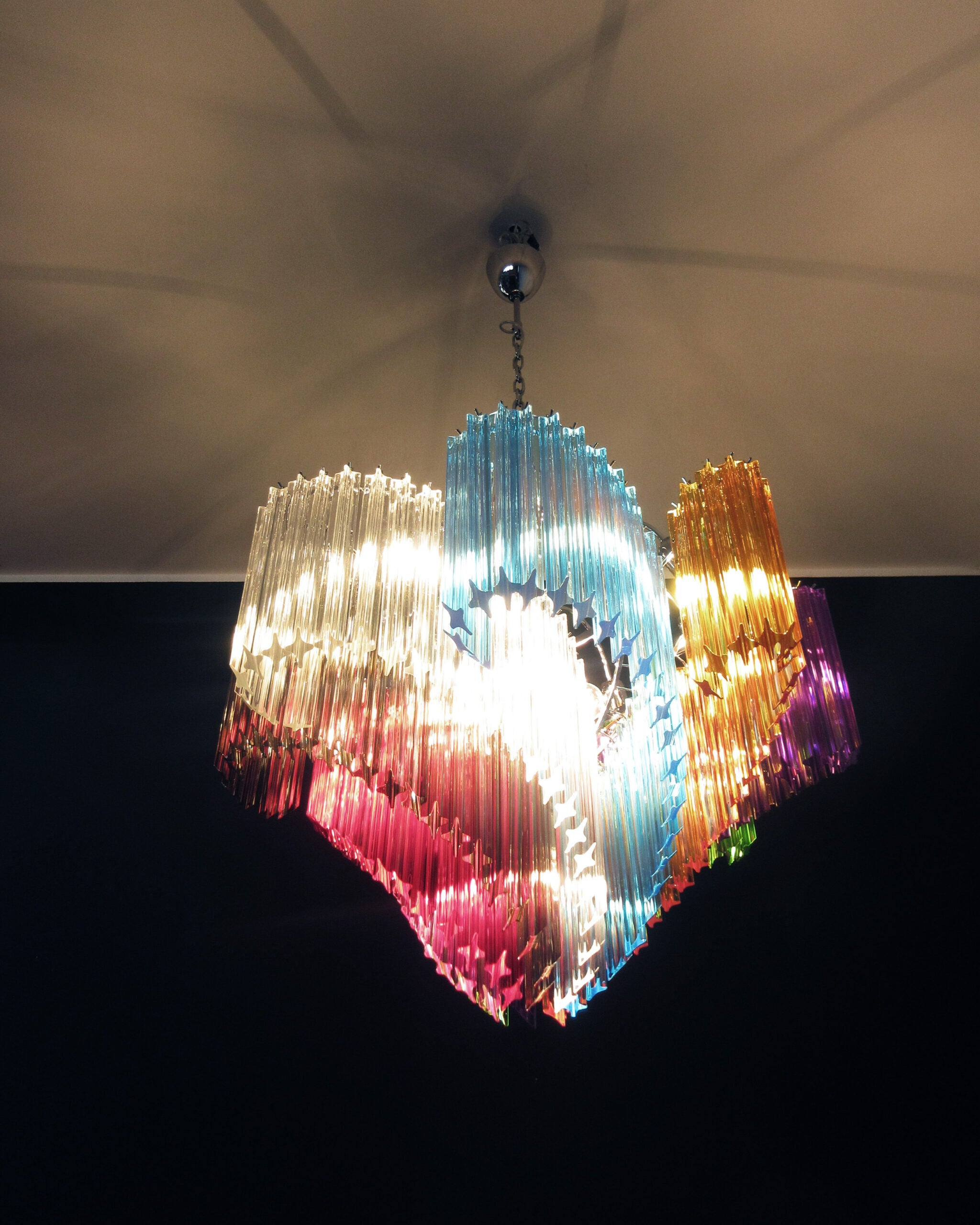 Murano Lysekrone – 200 Multifargede Prismeglass – detalj 8 – Murano Classics