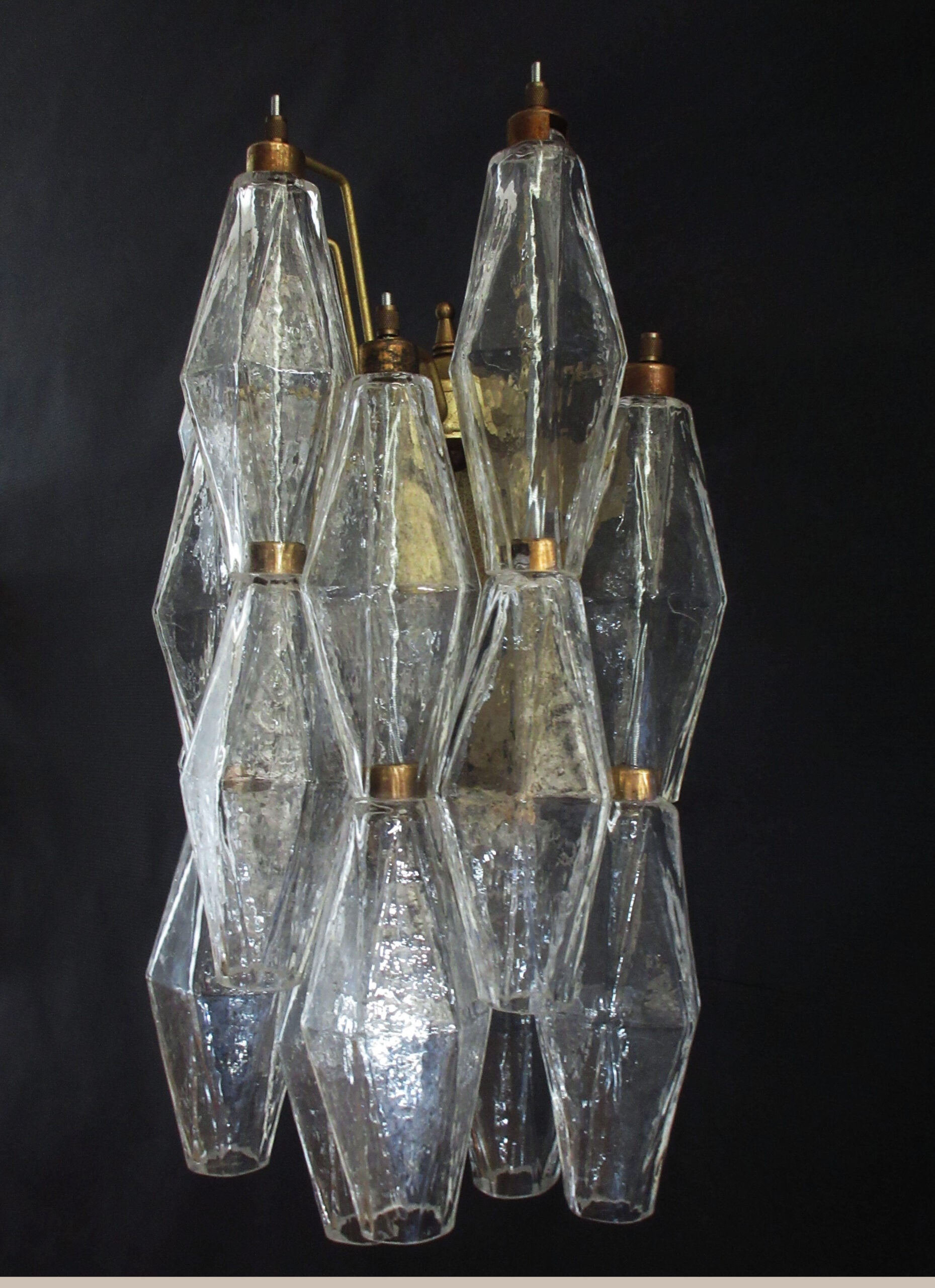 Murano Vegglampe – 16 Klare Poliedriglass – 2 stk – detalj 3 – Murano Classics
