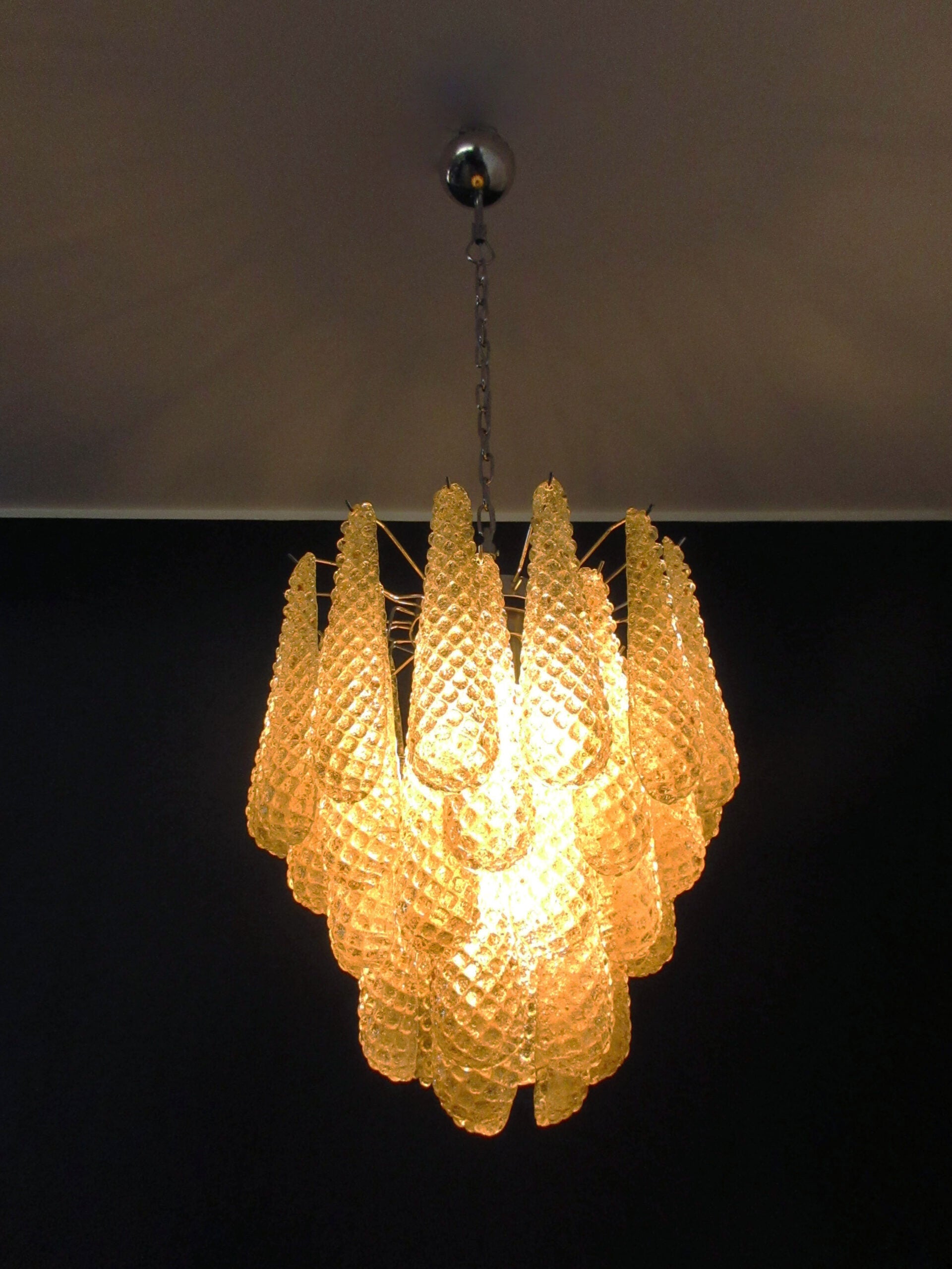 Murano Lysekrone – 41 Gule Dråpeglass – detalj 4 – Murano Classics