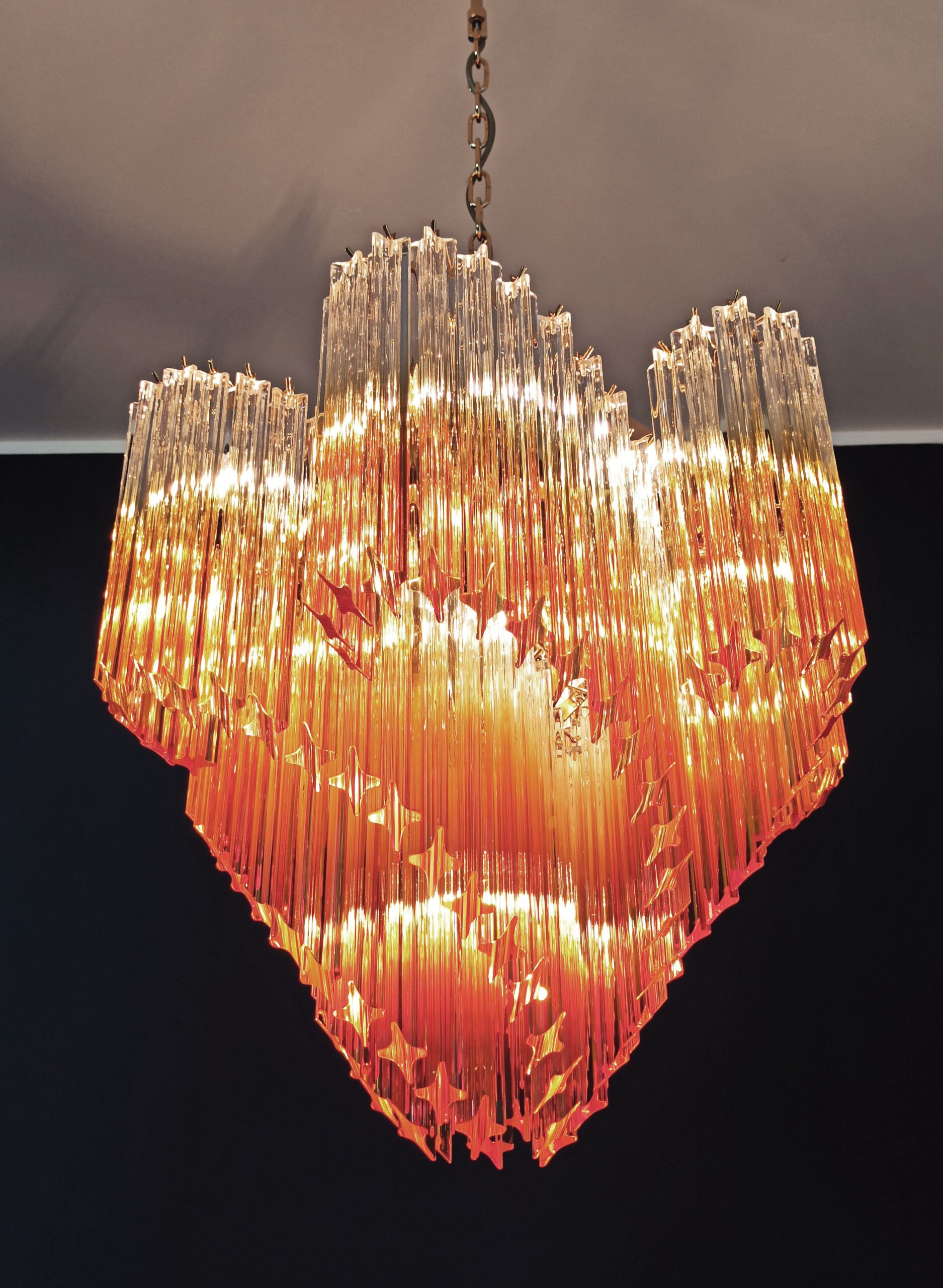 Murano Lysekrone – 114 Gradvis Gule Prismeglass – Murano Classics
