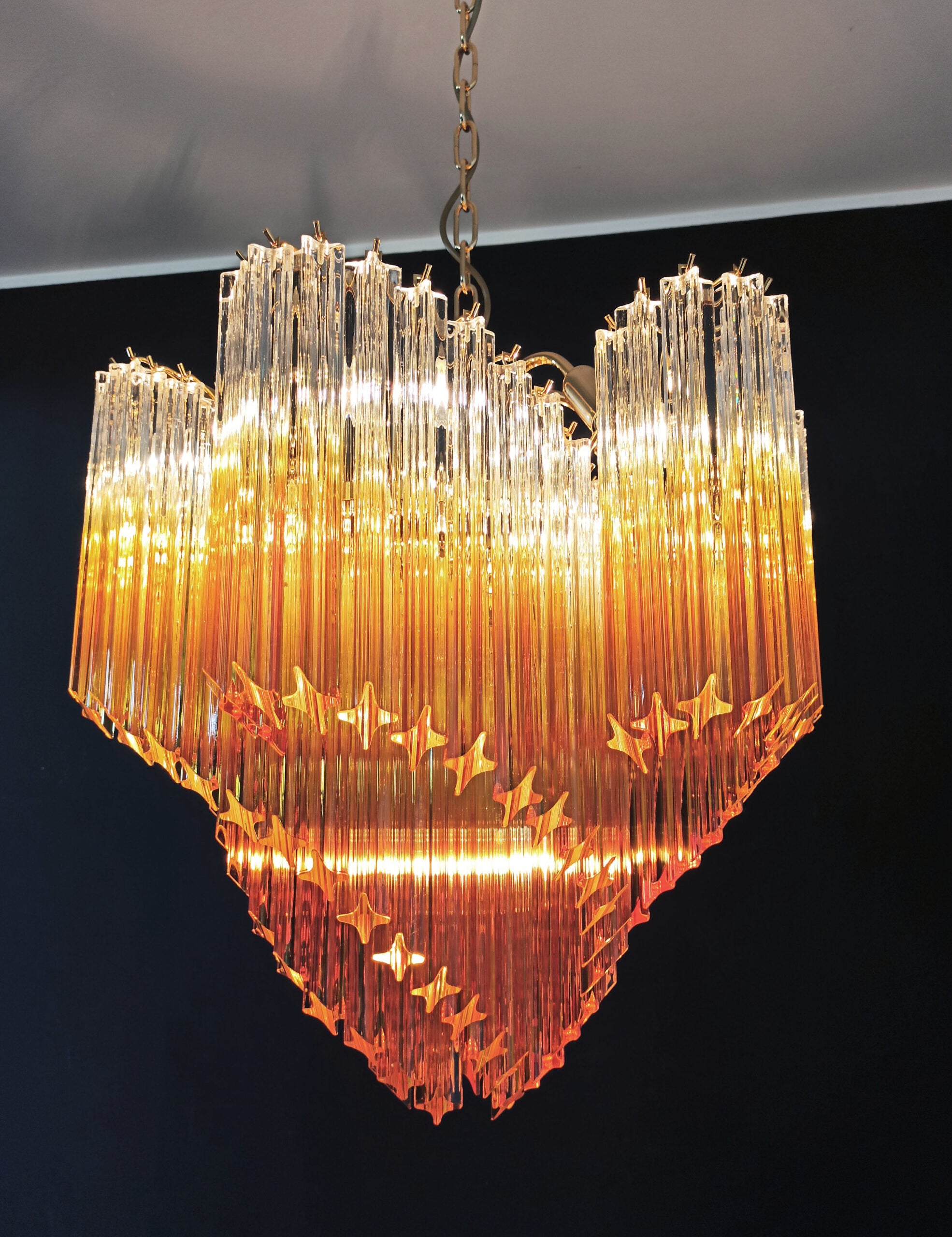 Murano Lysekrone – 114 Gradvis Gule Prismeglass – detalj 2 – Murano Classics