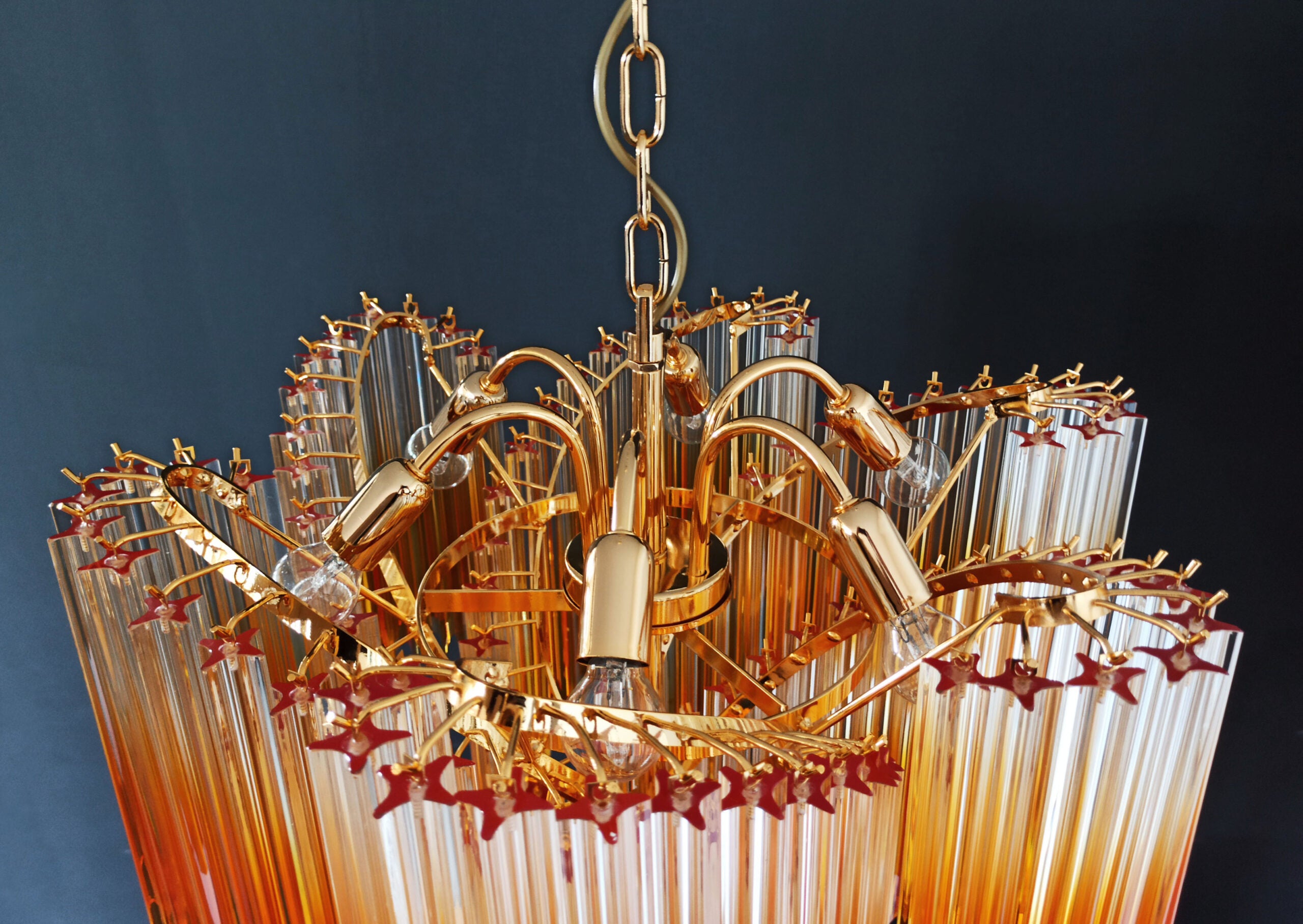 Murano Lysekrone – 114 Gradvis Gule Prismeglass – detalj 7 – Murano Classics