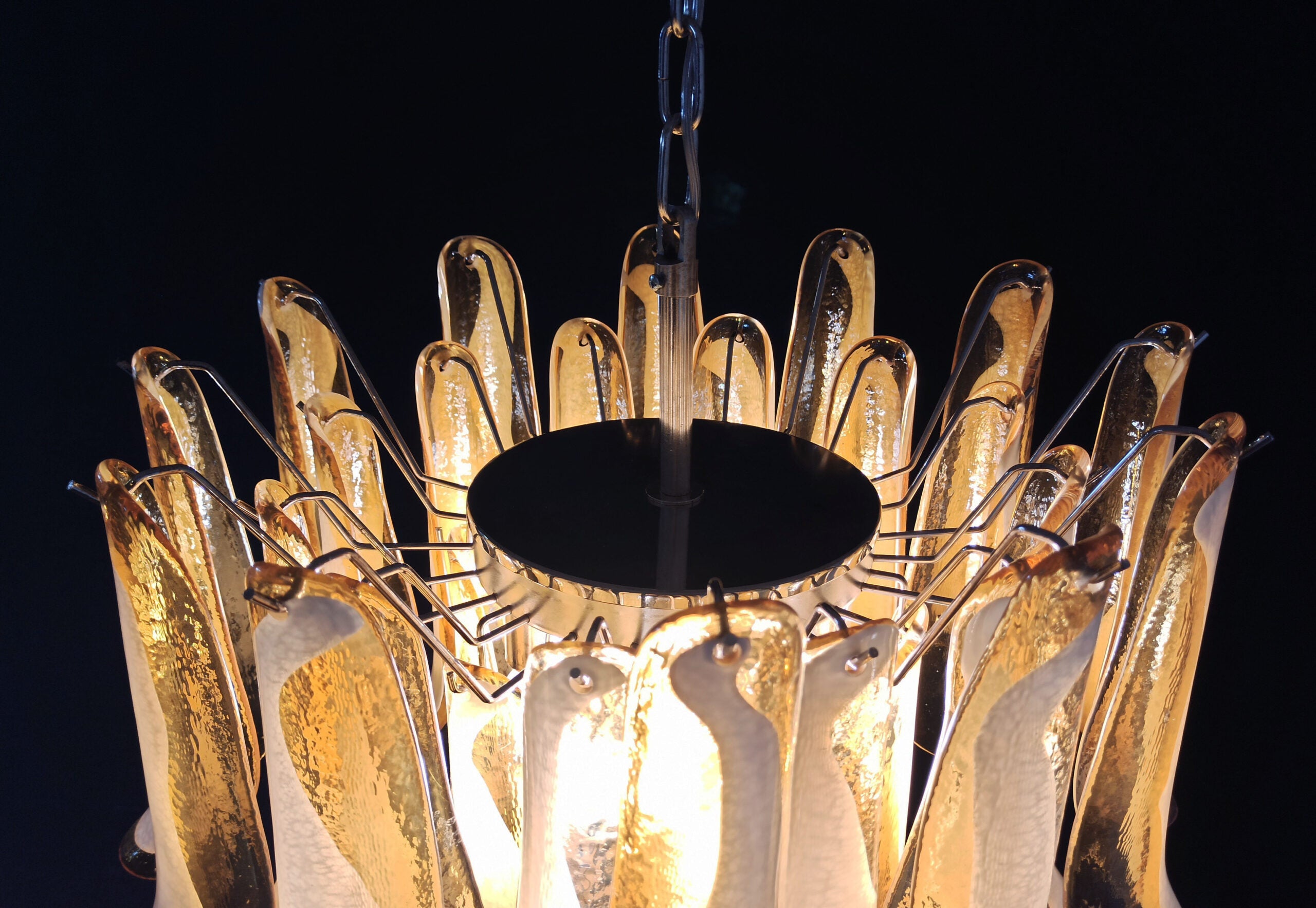 Murano Lysekrone – 36 Gule Konglebladglass – detalj 8 – Murano Classics