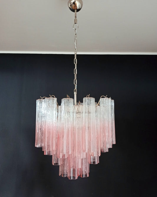 Murano Chandelier | 36 Gradual Pink Glass Tubes