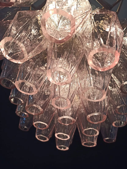 Murano Chandelier | 56 Pink polyhedral glass