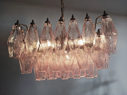 Murano Chandelier | 56 Pink polyhedral glass