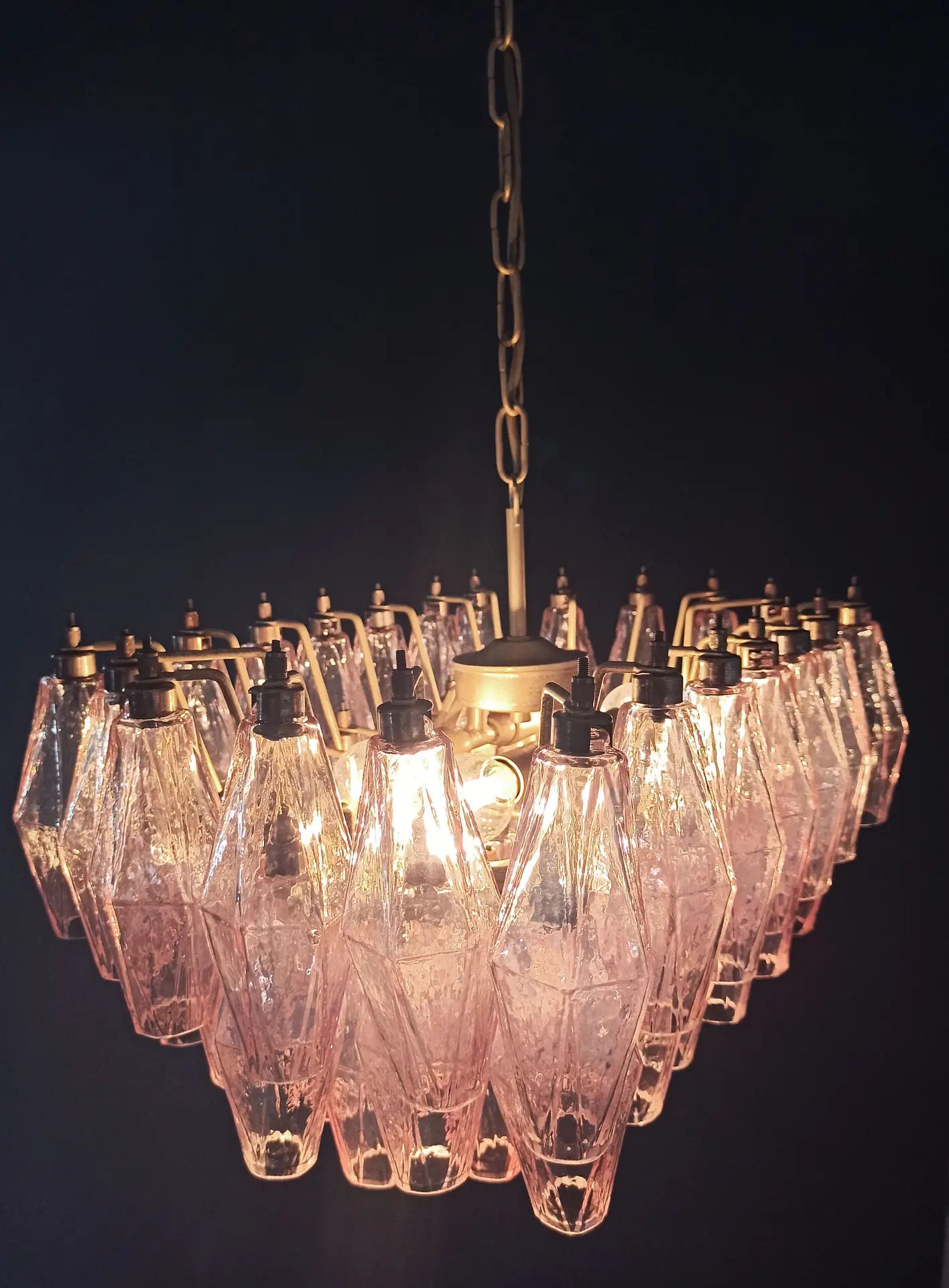 Murano Lysekrone | 56 Rosa Poliedriglass