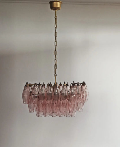 Murano Chandelier | 56 Pink polyhedral glass