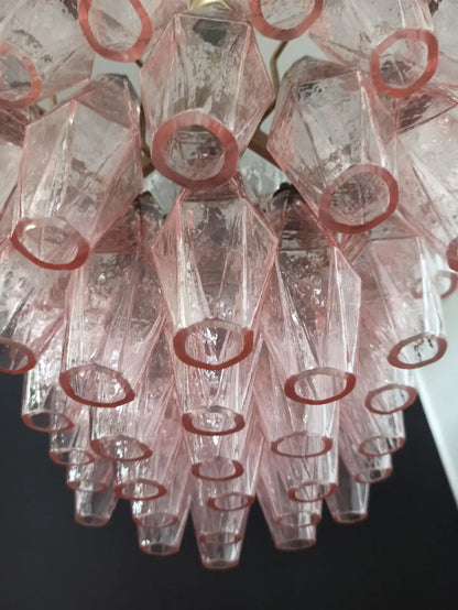 Murano Chandelier | 56 Pink polyhedral glass