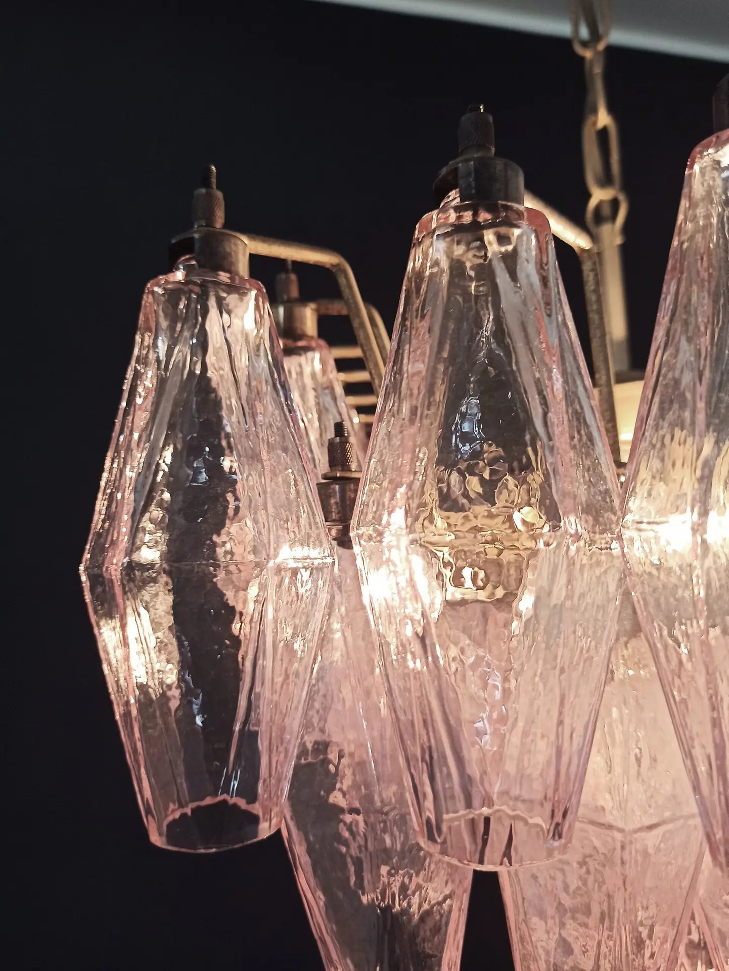 Murano Lysekrone | 56 Rosa Poliedriglass