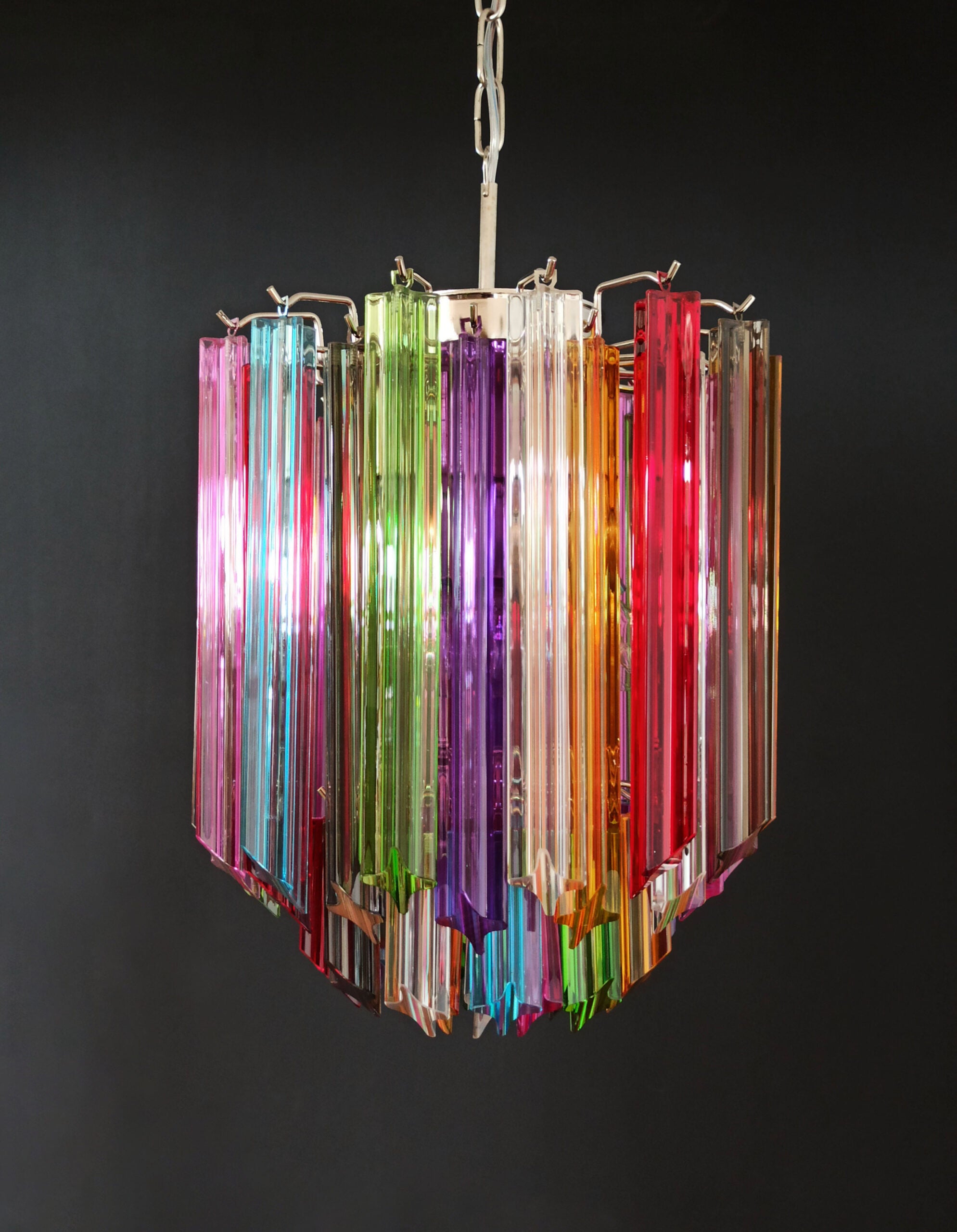 Murano Lysekrone – 47 Multifargede Prismeglass – detalj 8 – Murano Classics