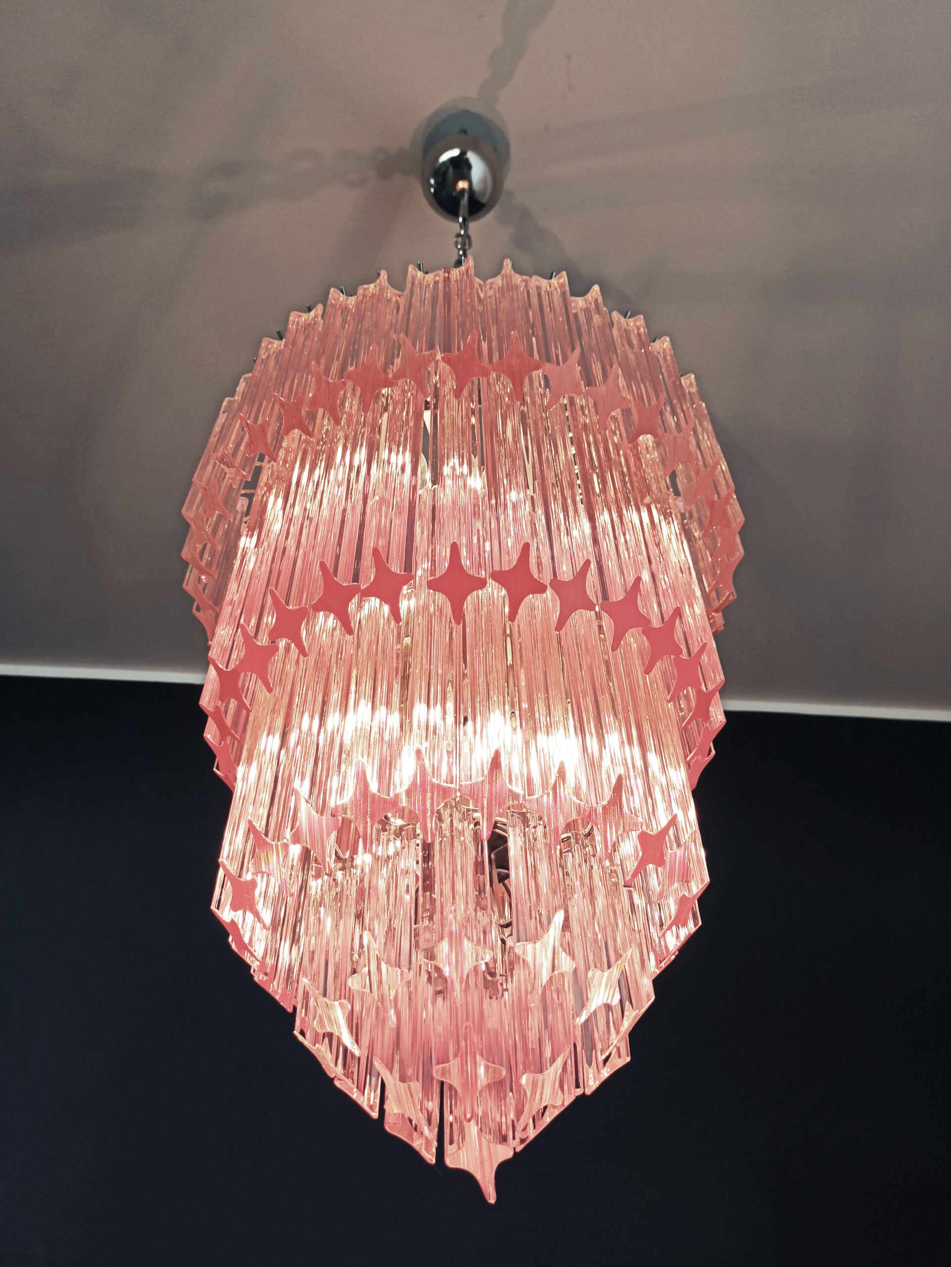 Murano Lysekrone – 112 Rosa Prismeglass – detalj 2 – Murano Classics