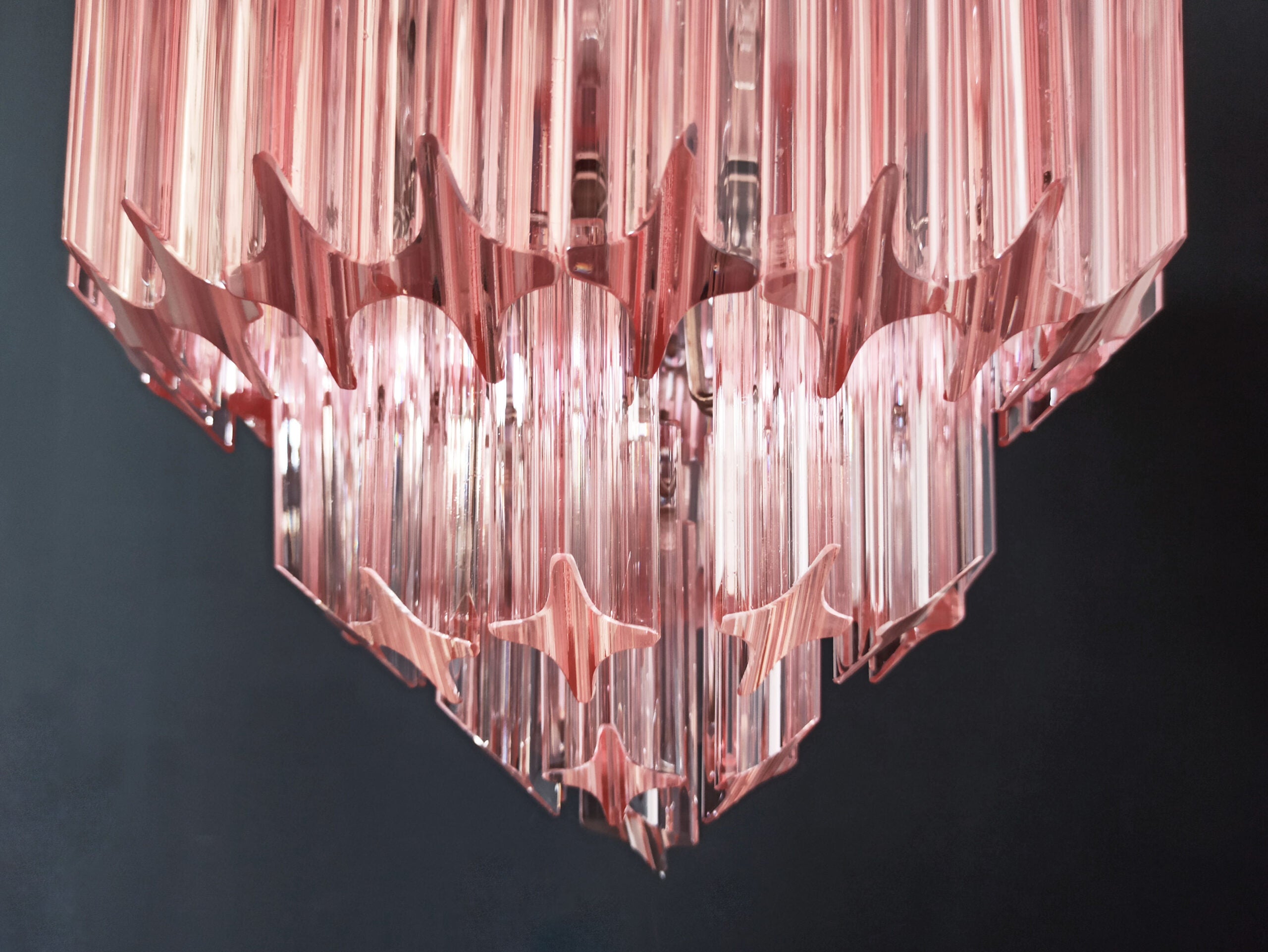 Murano Lysekrone – 112 Rosa Prismeglass – detalj 6 – Murano Classics